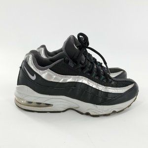 Nike Air Max 95 Y2‎ K (GS) Black Silver Leather 7Y /  Women 8.5